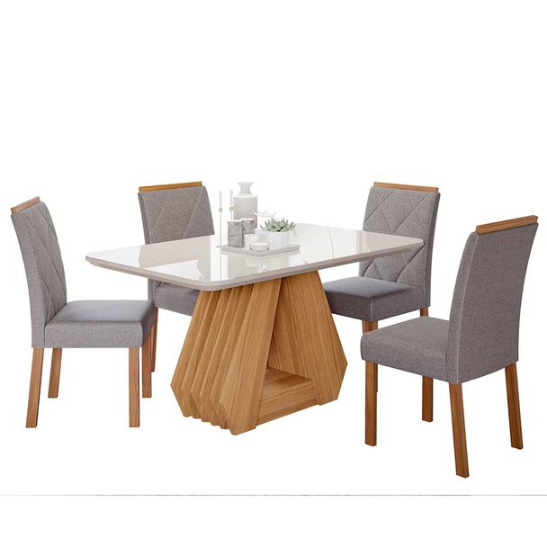 Juego de Comedor Decocasa Agata 4 Sillas Off White