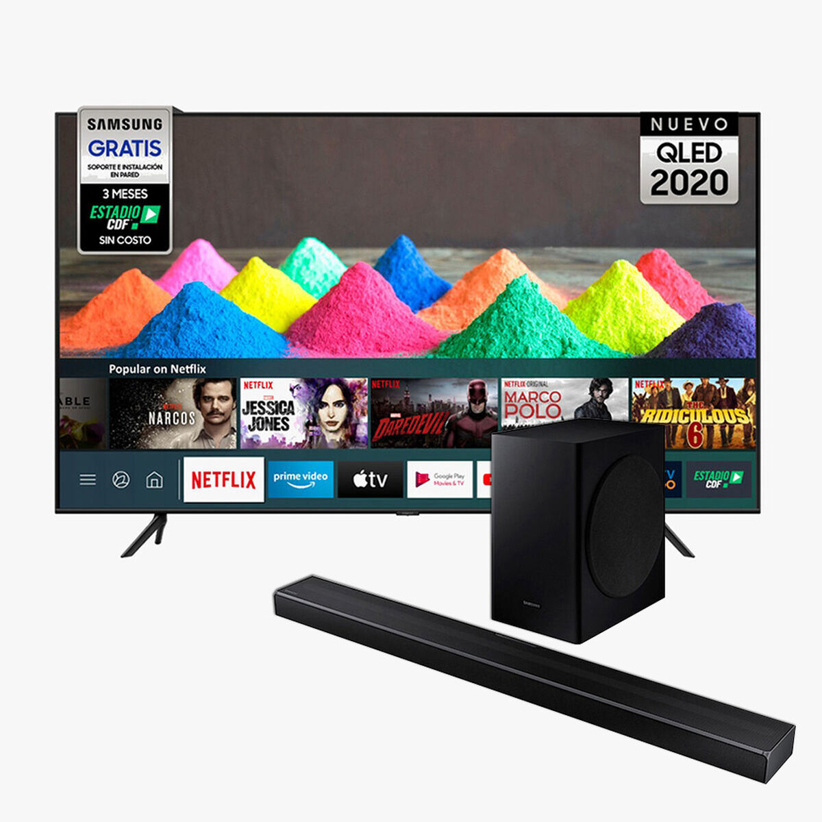 QLED 55" Samsung QN55Q60TAGX + Soundbar Samsung HW-Q60T/ZS