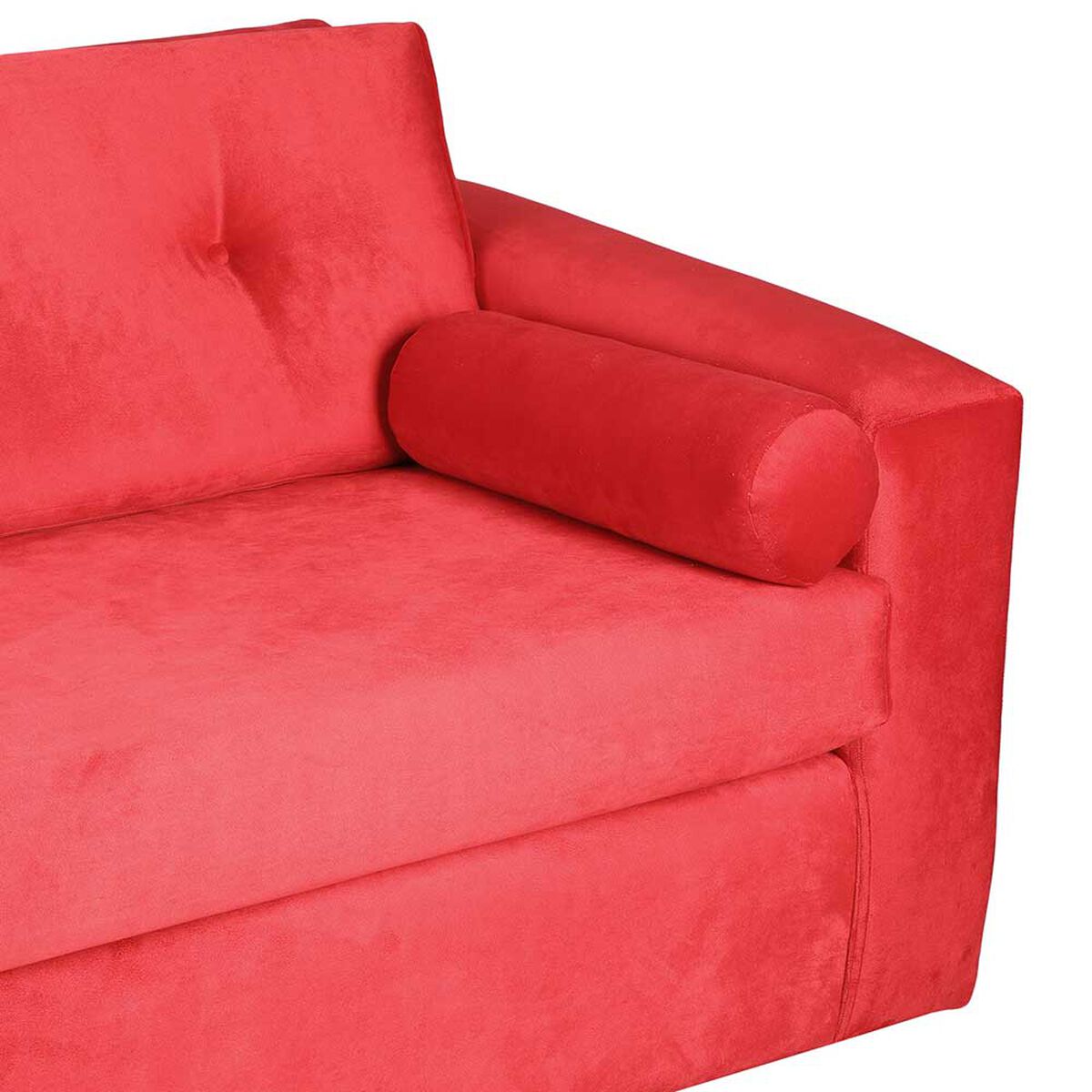 Juego de Living Bodevir Vivo Felpa 30 Sofá 3 Cuerpos + Dos Pouf 1 Cuerpo Rojo