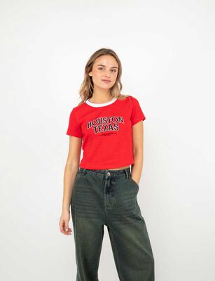 Imagen 1 del producto Polera Crop Con Estampado Mujer Icono Rojo