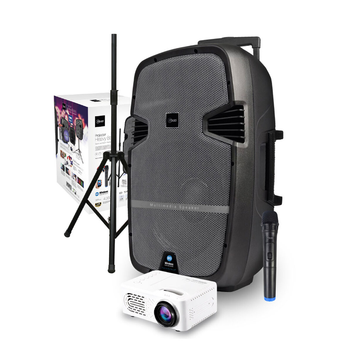 Minicomponente Mlab Heavy Bass 15" + Proyector LED 