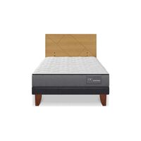 Cama Europea CIC 1,5 Plazas Anatomic + Respaldo Villarrica Mostaza