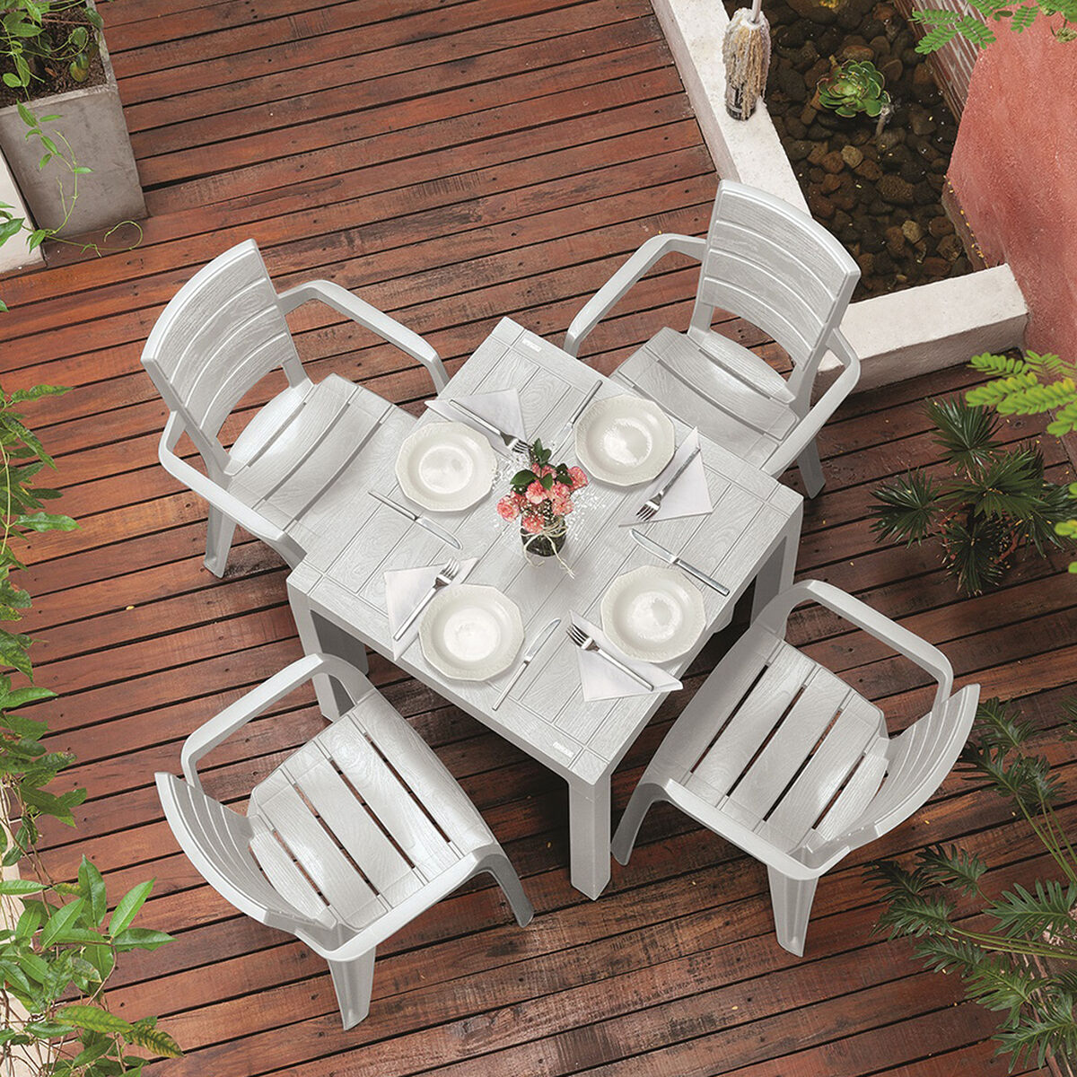 Mesa para Terraza Rimax Baru Gris Hielo 75X75