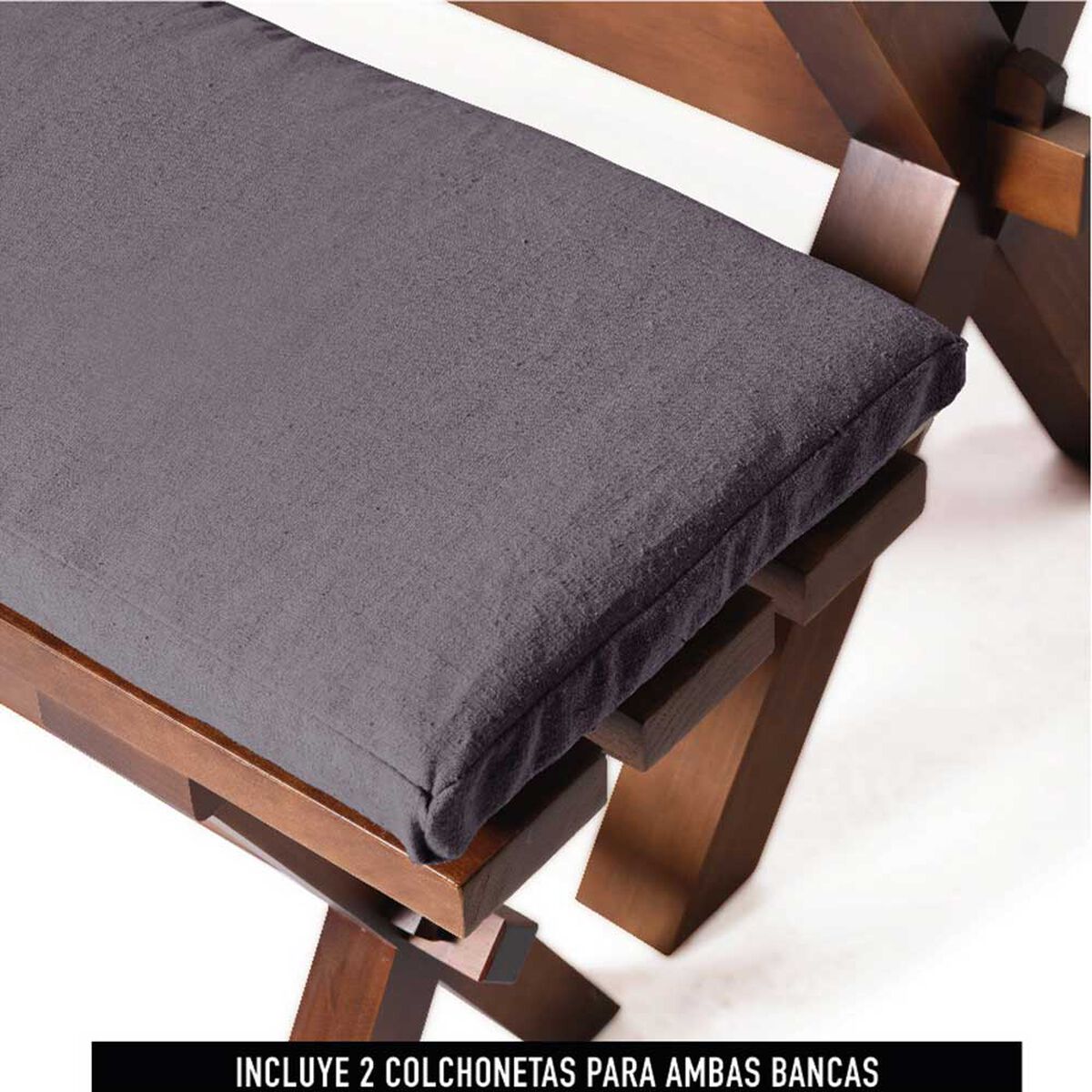 Juego de Comedor Latam Home Sevilla Girona 2 Sillas + 2 Bancas Lino Gris Oscuro