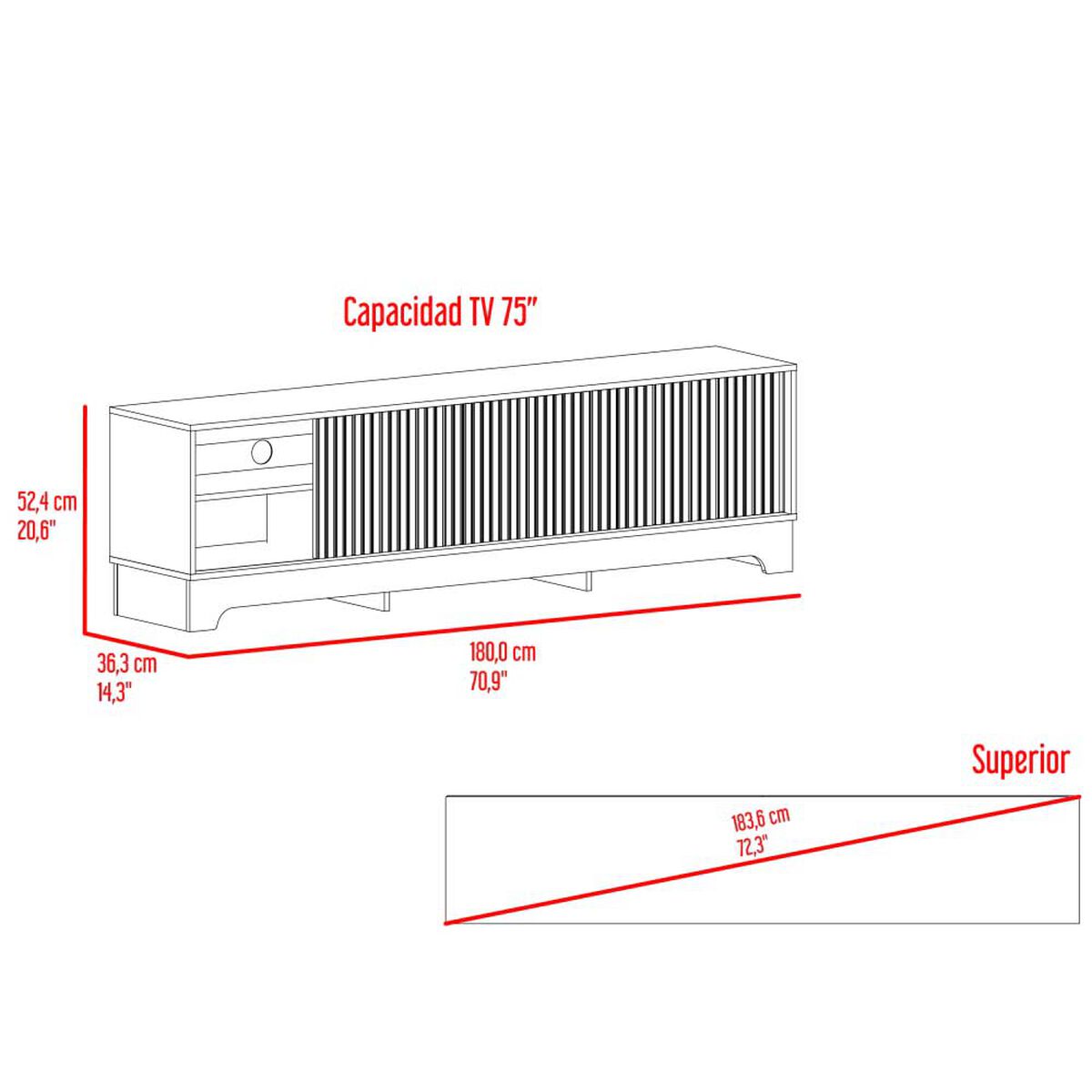 Rack Tuhome Smith Hasta 75" Nogal Europeo-Roble Natural