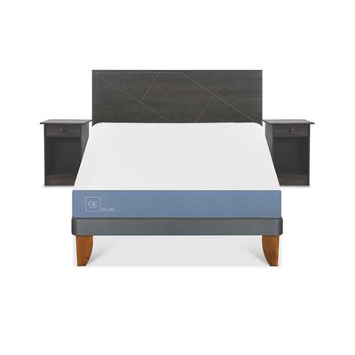 Cama Europea CIC 2 Plazas Excellence + Respaldo + 2 Veladores Villarrica