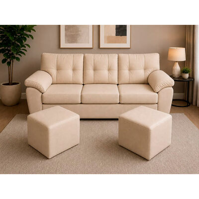 Sof&aacute; + 2 Puff  Dise&ntilde;o A&M Home Grecia 5 Cuerpos Beige