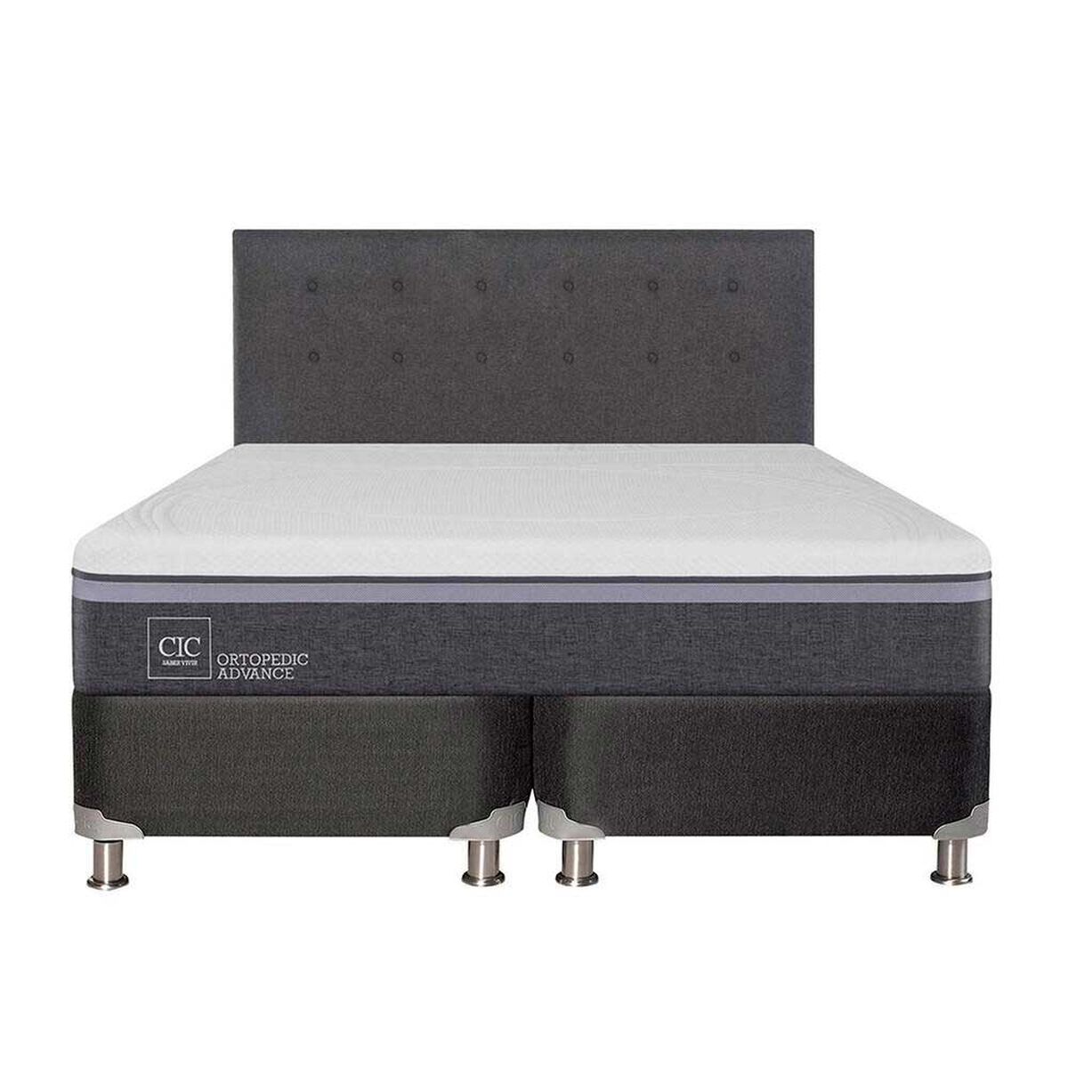 Box Spring CIC Base Dividida 2 Plazas Ortopedic Advance + Respaldo Eufrates