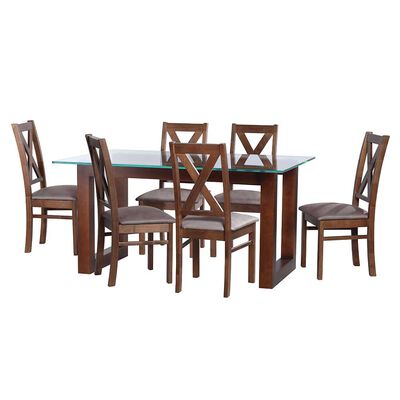 Juego de Comedor Latam Home Pamplona Oviedo 6 Sillas PU Chocolate