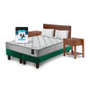 Combo Cama Europea Latam Home 2 Plazas Cannon BD Tela Verde + Textil + Respaldo + 2 Veladores Orion