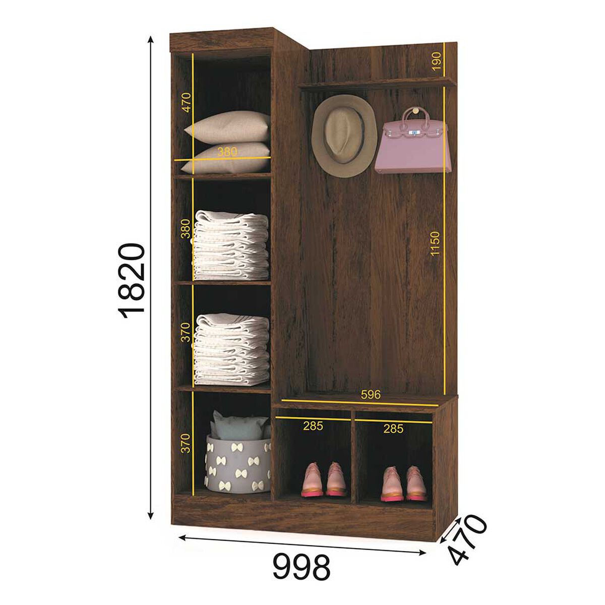 Clóset Perchero Jdo & Design Niteroi Champagne 3 Puertas