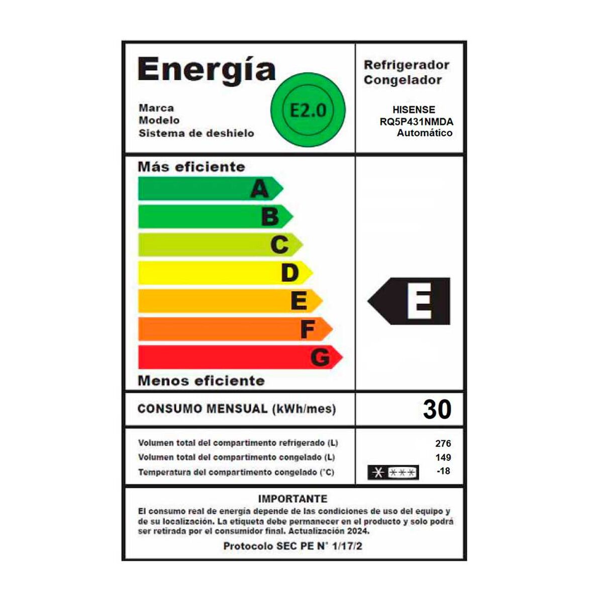 Refrigerador Cross Door Hisense RQ5P431NMDA 425 lts.