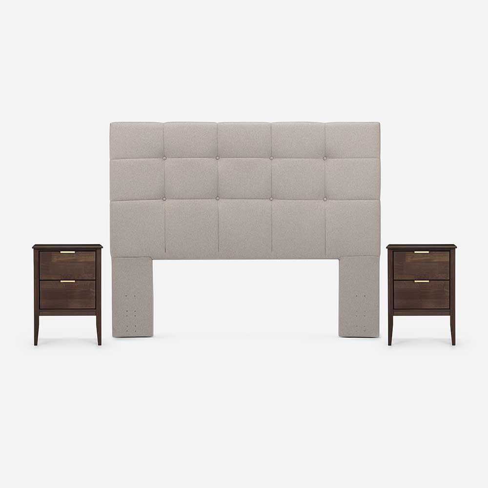 Respaldo + 2 Veladores Rosen 2 Plazas Issey Beige