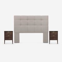 Respaldo + 2 Veladores Rosen 2 Plazas Issey Beige