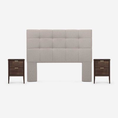 Respaldo + 2 Veladores Rosen 2 Plazas Issey Beige