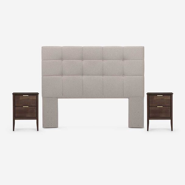 Respaldo + 2 Veladores Rosen 2 Plazas Issey Beige