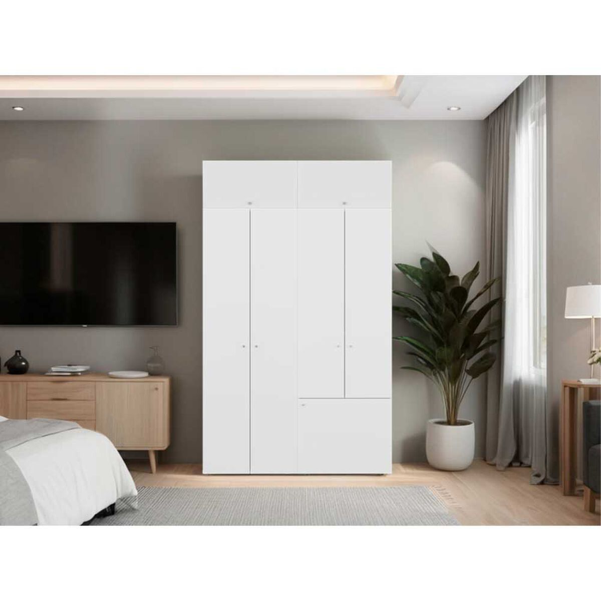 Combo Closet Tuhome 7 Puertas + M&oacute;dulo Superior Dreams Blanco