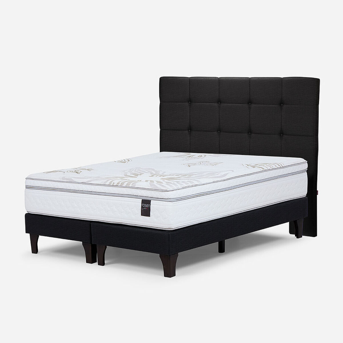 Cama Europea Rosen 2 Plazas Art 4 + Respaldo Issey Grafito