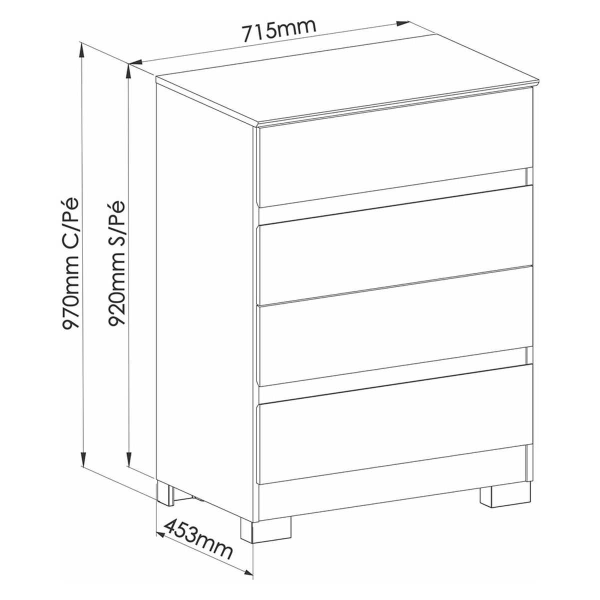 Cómoda Vekkahome Maia 4 Cajones Blanco