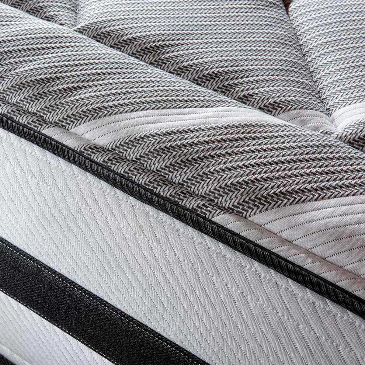 Cama Europea Rosen Base Dividida S&uacute;per King Driven + Respaldo + 2 Veladores Issey Grafito