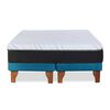 Cama Europea Latam Home Base Dividida 2 Plazas Zen Top Foam Hybrid Velvet Azul Petr&oacute;leo