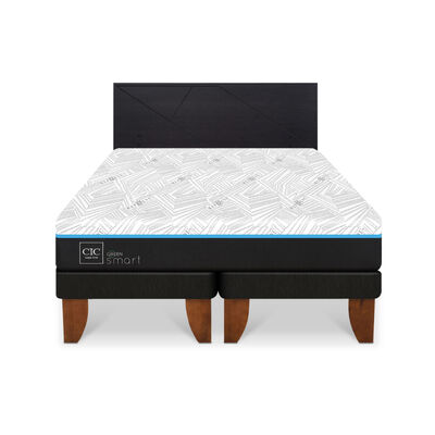 Imagen 1 del producto Cama Europea CIC Green Infinity King + 1 Respaldo Villarrica Negro