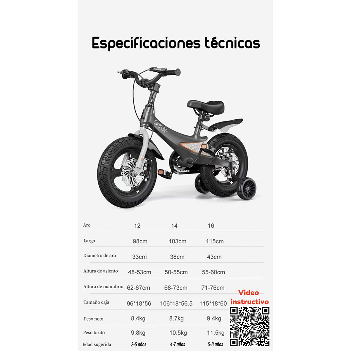 Bicicleta Infantil 2-5 Años Niña Aro 12 Lubabycas Rosada