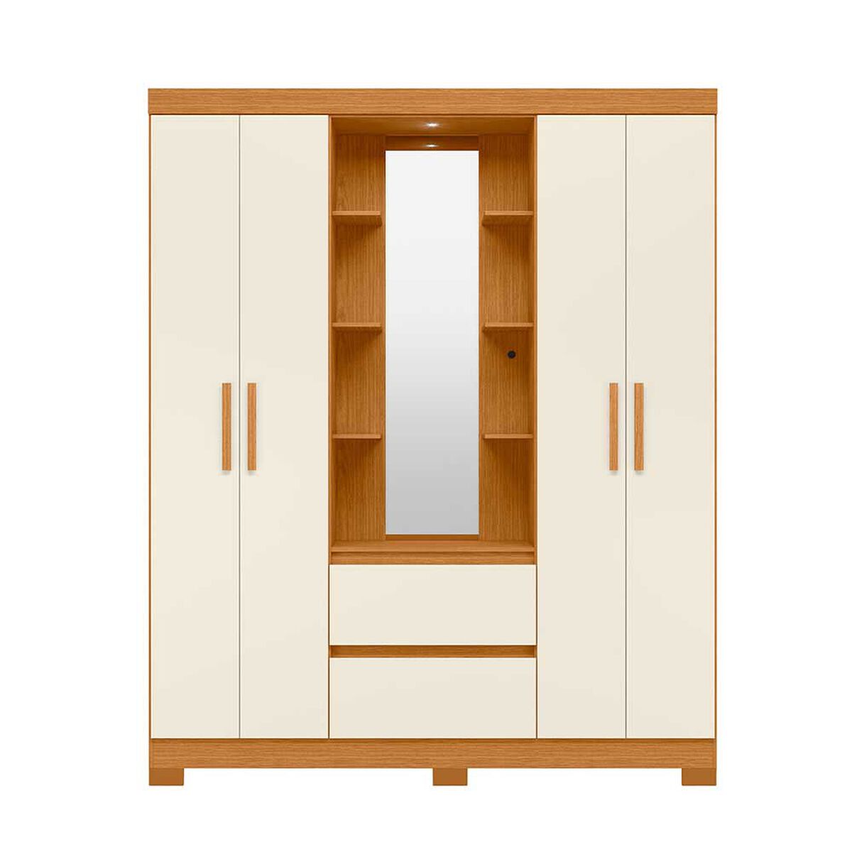 Closet Vekkahome Olimpia con Espejo 4 Puertas 2 Cajones Beige