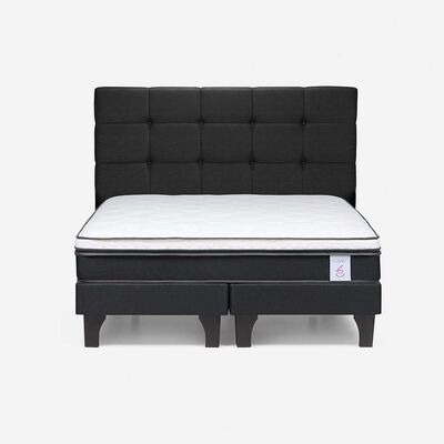 Cama Europea Rosen Base Dividida 2 Plazas New Style 6 + Respaldo Issey