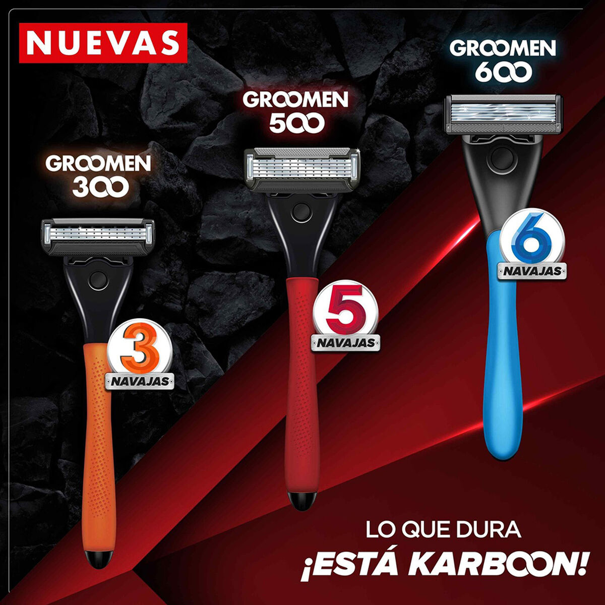 Máquina Afeitar Groomen 500 + 3 Cartuchos de 5 Navajas