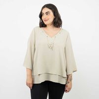 Blusa Manga 3/4 Mujer Extralindas Beige, Burdeo, Crudo, Negro