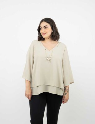 Imagen 1 del producto Blusa Manga 3/4 Mujer Extralindas Beige, Burdeo, Crudo, Negro