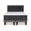 Cama Europea CIC Base Dividida 2 Plazas Lux + Respaldo Milan Negro