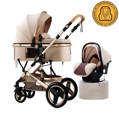 Coche Travel System con Accesorios Dorado Luxury LuBabycas