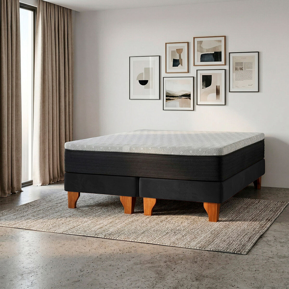 Cama Europea Latam Home 2 Plazas New Top BD Negro