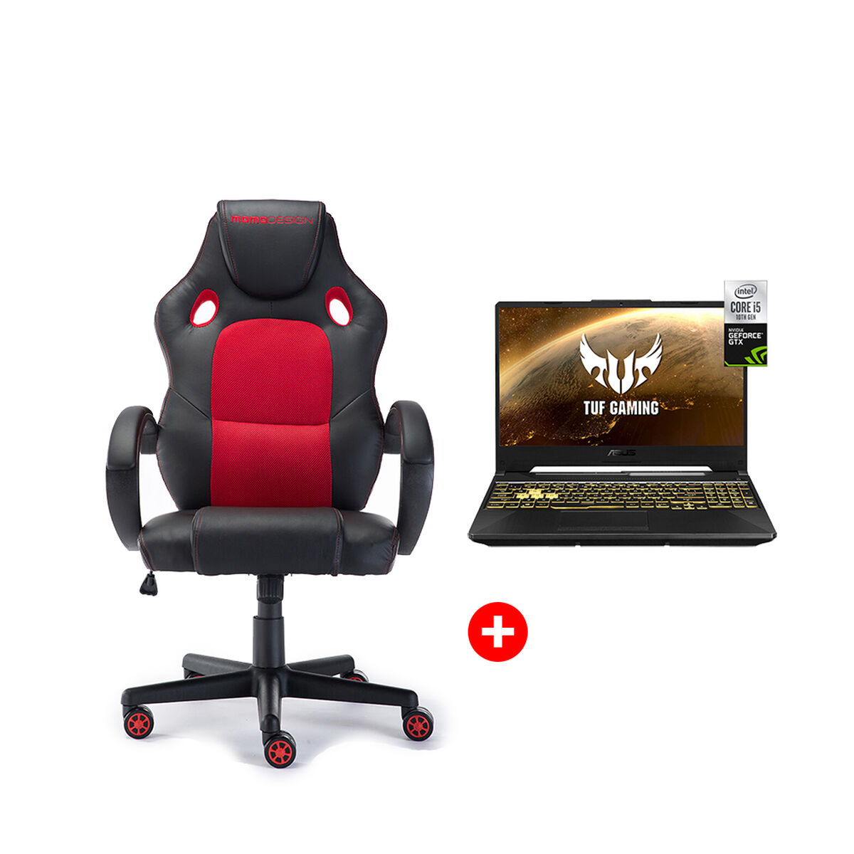 Combo Notebook Gamer Asus Tuf F15 FX506LI-HN039T Core i5-10300H 8GB 512GB SSD 15.6" NVIDIA GTX1650Ti + Silla Gamer Profesional Momo Design