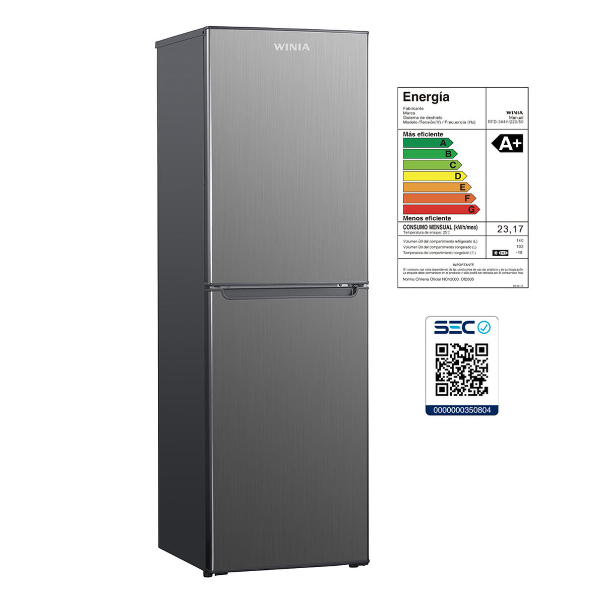 Refrigerador Frío Directo Winia RFD-344H 242 lts