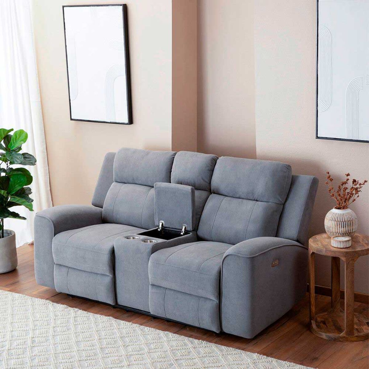 Sofá Reclinable Eléctrico Daniels SETKM807RLS 5 Cuerpos Gris