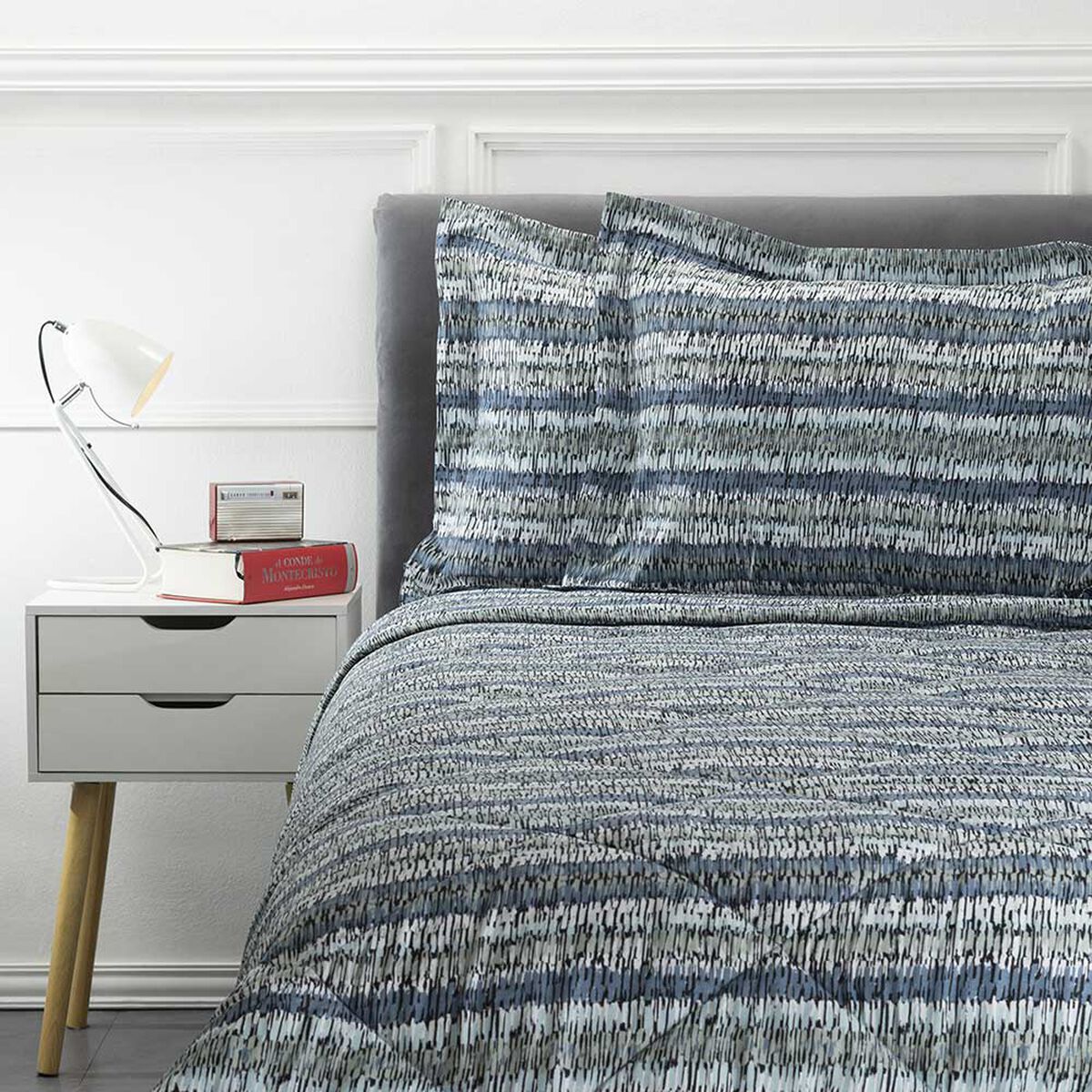 Plumón Estampado Casanova 1,5 Plazas Stripes