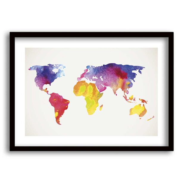 Cuadro Decorativo Retela Mapa Acuarela 70 x 50 cm