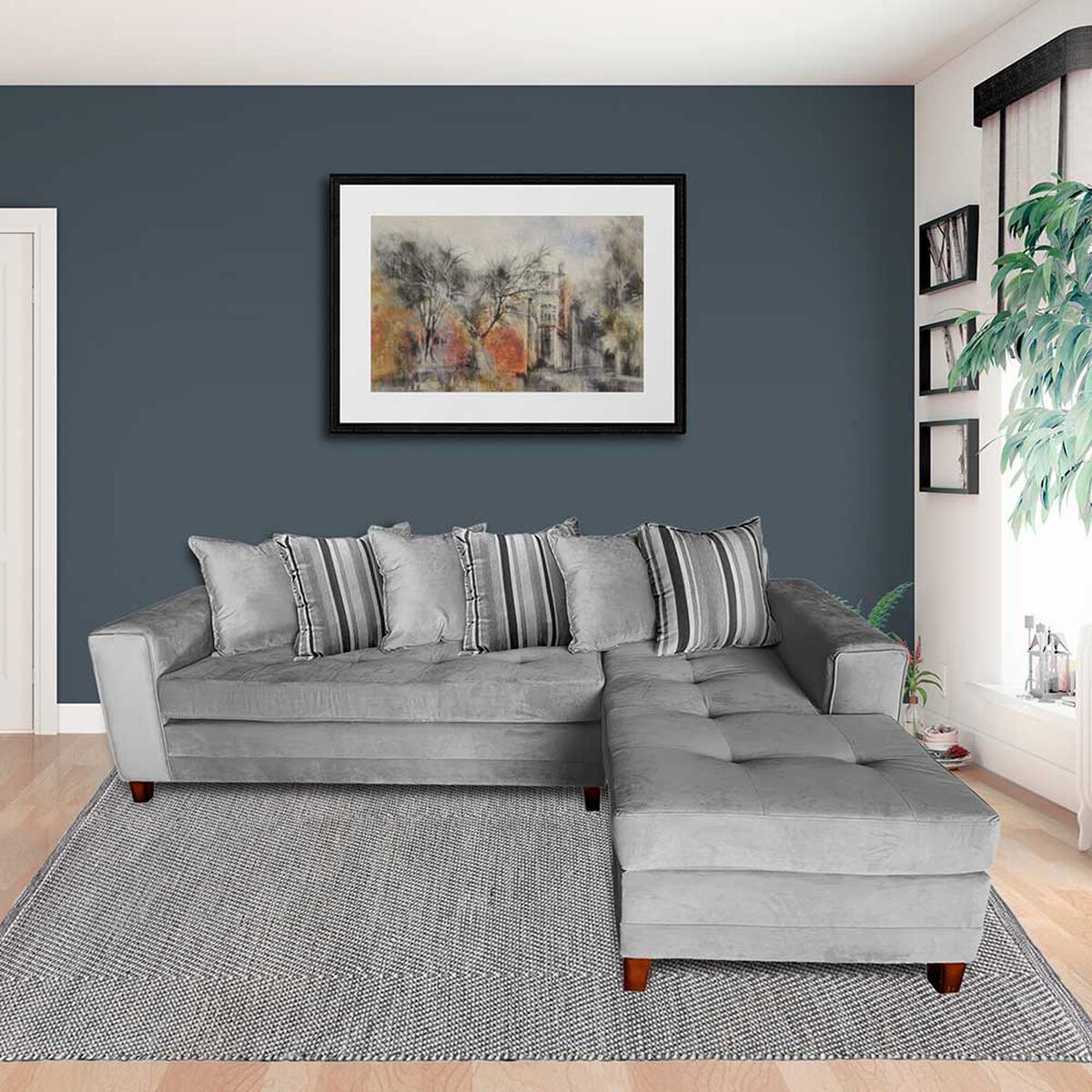 Sofá Seccional Living Factory Venecia 5 Cuerpos Gris