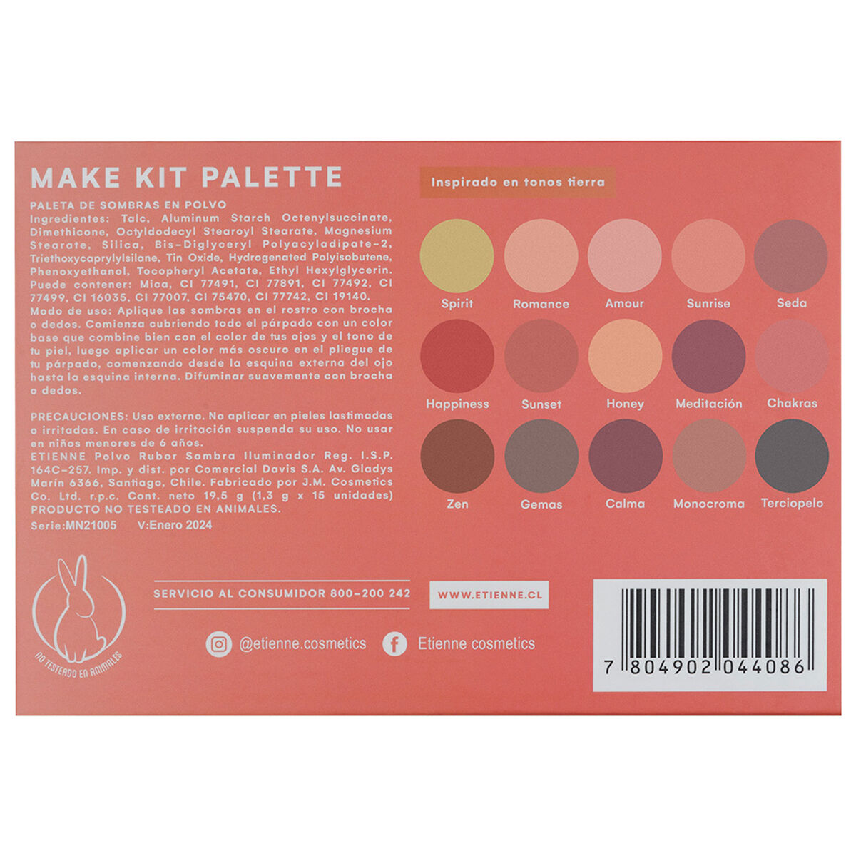 Paleta de Sombras Make kit Soft 15 Colores Etienne