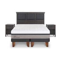 Cama Europea CIC Base Dividida 2 Plazas Balance + Respaldo + 2 Veladores Torino