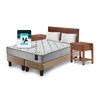 Combo Cama Europea Latam Home 2 Plazas Cannon BD Tela Beige + Textil + Respaldo + 2 Veladores Orion