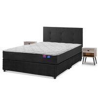 Cama Americana Flex Base Dividida 2 Plazas Therapedic Plus  + Respaldo Royal + 2 Veladores Rock
