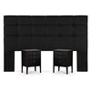 Cama Europea Rosen Base Dividida King Nest + Respaldo + 2 Veladores Issey Grafito