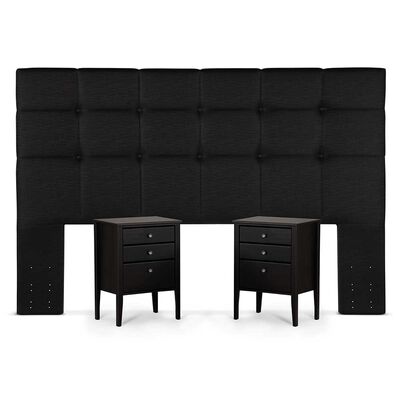 Imagen 2 del producto Cama Europea Rosen Base Dividida King Nest + Respaldo + 2 Veladores Issey Grafito