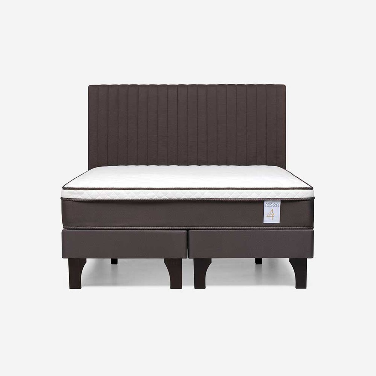 Cama Europea Rosen 2 Plazas New Style 4 + Respaldo Caf&eacute;