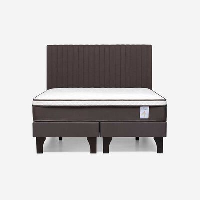 Cama Europea Rosen 2 Plazas New Style 4 + Respaldo Café