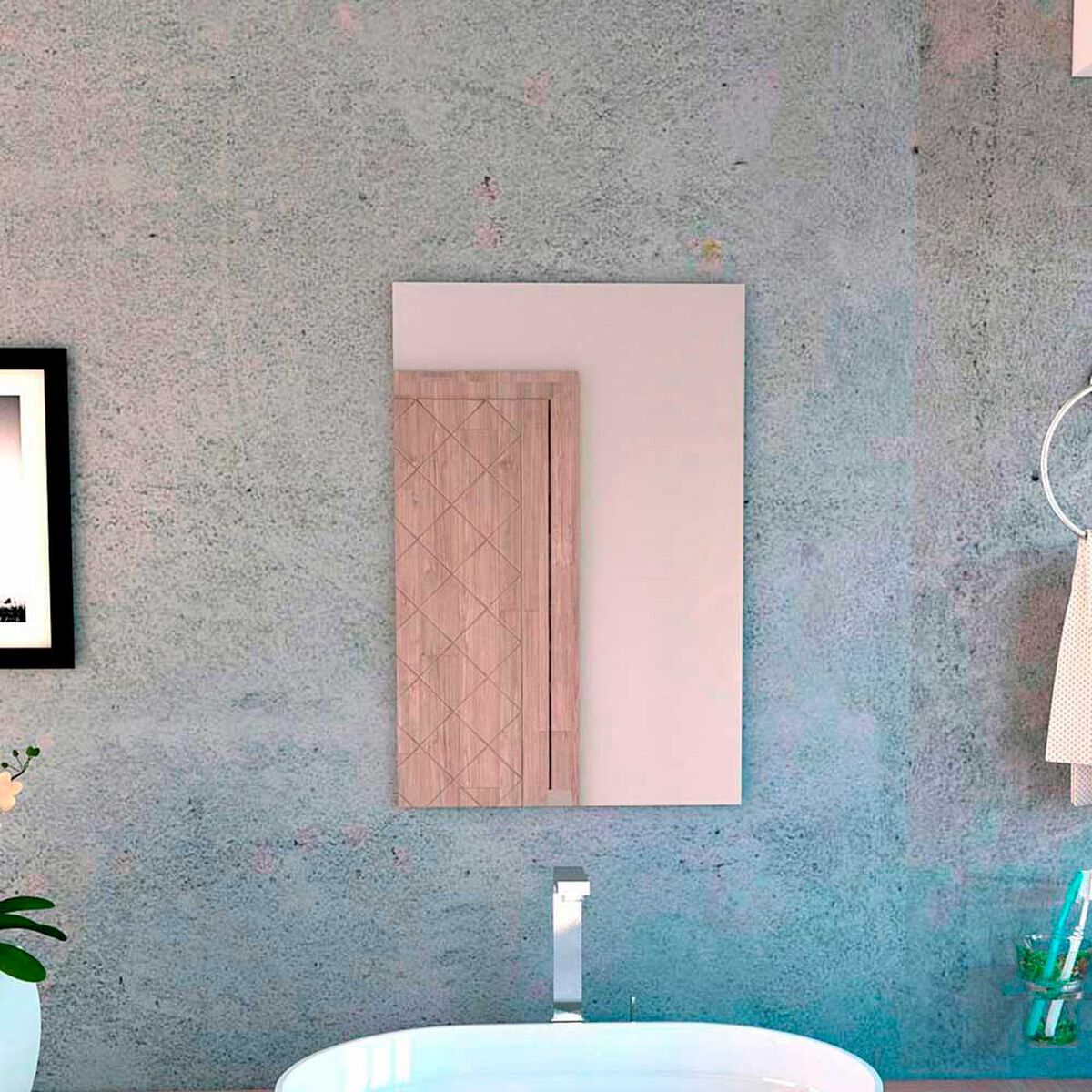 Combo Mueble Lavamanos + Espejo TuHome My Bath Wengue